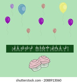 balls and cupcakes background for birthday card