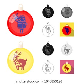 Balls for decoration cartoon,black,flat,monochrome,outline icons in set collection for design.Christmas balls vector symbol stock web illustration.