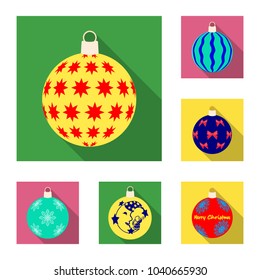 Balls for decoration flat icons in set collection for design.Christmas balls vector symbol stock web illustration.