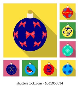 Balls for decoration flat icons in set collection for design.Christmas balls vector symbol stock web illustration.