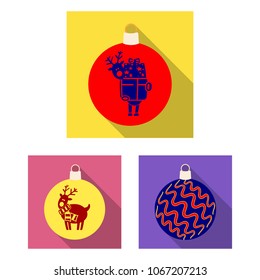 Balls for decoration flat icons in set collection for design.Christmas balls vector symbol stock web illustration.