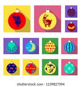 Balls for decoration flat icons in set collection for design.Christmas balls vector symbol stock web illustration.