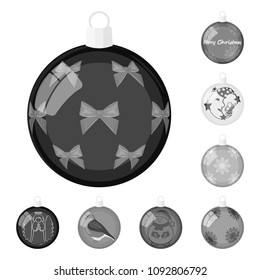 Balls for decoration monochrome icons in set collection for design.Christmas balls vector symbol stock web illustration.