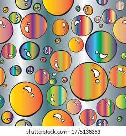 Balls of different colors on a gray background. Bubbles of color bright gradient seamless pattern for printing on paper, fabric, postcards, Wallpaper.
