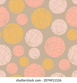 Balls of different sizes with stripes vector seamless pattern. Background for wallpaper, fabrics, wrapping paper, nursery and stationery