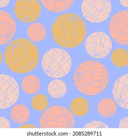 Balls of different sizes with stripes vector seamless pattern. Background for wallpaper, fabrics, wrapping paper, nursery and stationery