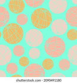 Balls of different sizes with stripes vector seamless pattern. Background for wallpaper, fabrics, wrapping paper, nursery and stationery