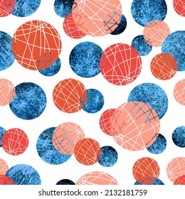 Balls of different sizes with stripes vector seamless pattern. Background for wallpaper, fabrics, wrapping paper and stationery