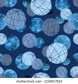 Balls of different sizes with stripes vector seamless pattern. Background for wallpaper, fabrics, wrapping paper and stationery