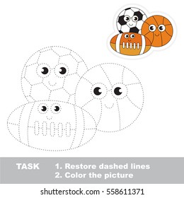 Balls. Dot to dot educational game for kids.
