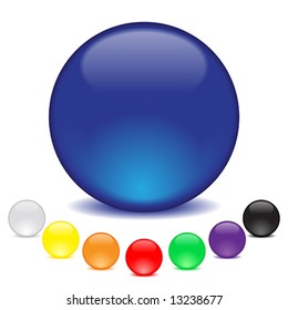 balls in eight colors