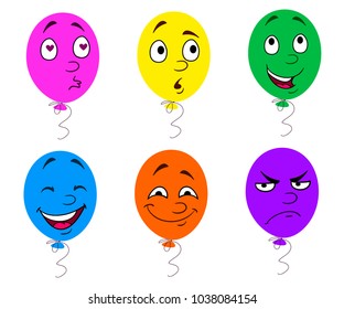 balls with emotions on a white background. vector set. bright children's illustration
