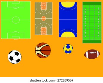 balls, fields and court collection - vector