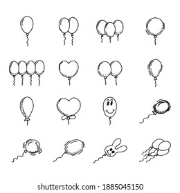 balls flying kids set of vector sketches