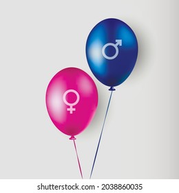 Balls of gender. Pink and blue color. Vector illustration.