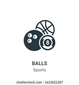 Balls glyph icon vector on white background. Flat vector balls icon symbol sign from modern sports collection for mobile concept and web apps design.