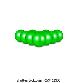 Balls in green design standing in formation