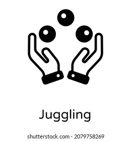 Balls in hand, solid icon of juggling