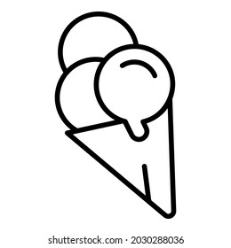 Balls ice cream cone icon outline vector. Waffle ball. Summer sundae
