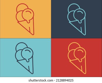 Balls Ice Cream Cone Logo Template, Simple Flat Icon of cream,food,cone