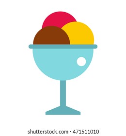 Balls of ice cream in a cup icon in flat style isolated on white background. Sweets symbol