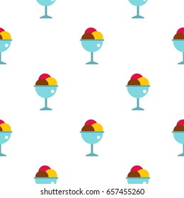 Balls of ice cream in a cup pattern seamless background in flat style repeat vector illustration