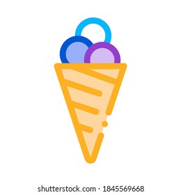 balls of ice cream in waffle cone icon vector. balls of ice cream in waffle cone sign. color symbol illustration