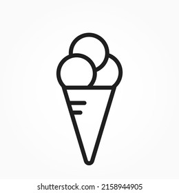 balls ice cream in waffle cone. summer sweets line icon. isolated vector image in simple style