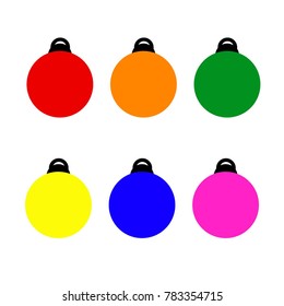 Balls icon. Icons set. Holidays symbol. New year balls. Flat design. Vector Illustration.