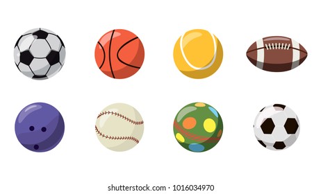 Balls icon set. Cartoon set of balls vector icons for web design isolated on white background