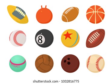 Balls icon set. Cartoon set of balls vector icons for web design isolated on white background
