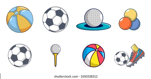 Balls icon set. Cartoon set of balls vector icons for web design isolated on white background