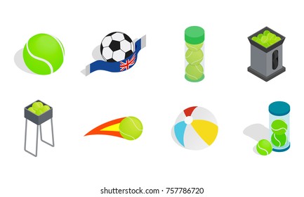 Balls icon set. Isometric set of balls vector icons for web design isolated on white background