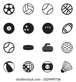 Balls Icons. Black Flat Design. Vector Illustration. 