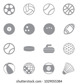 Balls Icons. Gray Flat Design. Vector Illustration. 