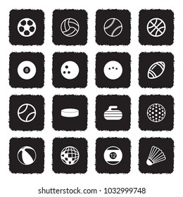 Balls Icons. Grunge Black Flat Design. Vector Illustration.