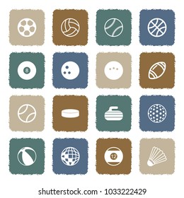 Balls Icons. Grunge Color Flat Design. Vector Illustration.