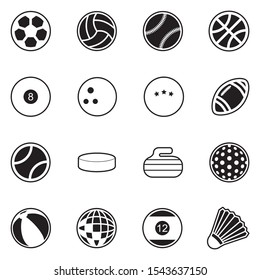 Balls Icons. Line With Fill Design. Vector Illustration.