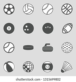 Balls Icons. Sticker Design. Vector Illustration.