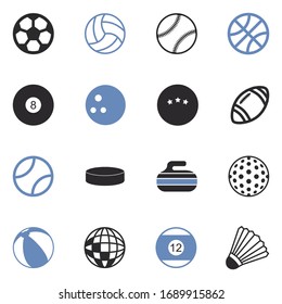 Balls Icons. Two Tone Flat Design. Vector Illustration.