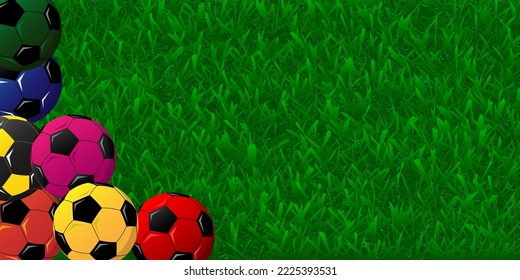 Balls illustration on Football field  background