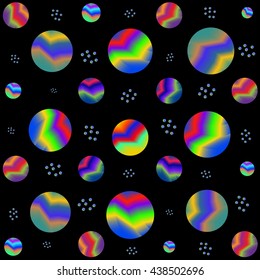 Balls. Multi-colored, striped space rubber balls on the starry sky.
