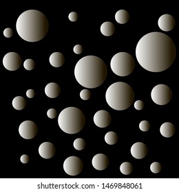 Balls on a black background. Abstraction from volumetrisch balls