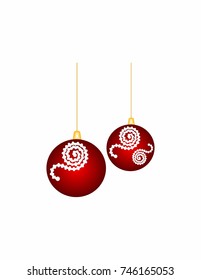 Balls on the Christmas tree on a white background