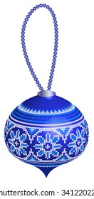 balls on a fir-tree with the embroidered pattern