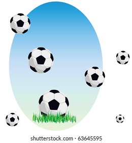 Balls on a grass on a white background