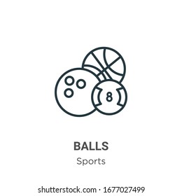 Balls outline vector icon. Thin line black balls icon, flat vector simple element illustration from editable sports concept isolated stroke on white background