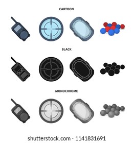 Balls with paint and other equipment. Paintball single icon in cartoon,black,monochrome style vector symbol stock illustration web.