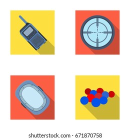 Balls with paint and other equipment. Paintball single icon in flat style vector symbol stock illustration web.
