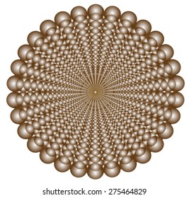 Balls in the ring with smaller, partially overlap and creates perspective centered
